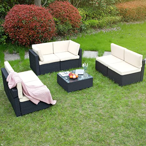outdoor furniture Porch Lawn Garden Patio Sectional Sofa PE Rattan Wicker Furniture Set