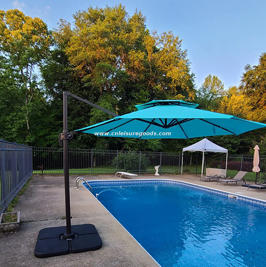 Uplion Outdoor Aluminium Roma Umbrella Double Layer Cantilever Parasol Garden Restaurant Umbrella