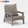 Uplion Garden Furniture KD Structure Waterproof Chair with Cushion Plastic Wood Coffee Dining Chair