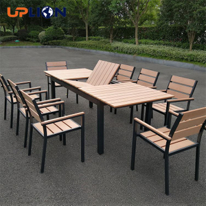 Uplion New Design Extension Table Plastic Wood Outdoor Furniture