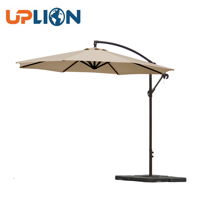 Uplion High Quality 10FT Outdoor Offset Pole Umbrellas Garden Parasol with Base Sun Cantilever Patio Umbrella for Sale Unbrella