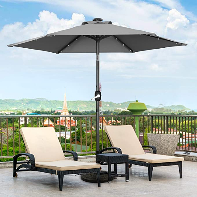 Uplion 2,7 m Solarpanel Terrassenschirm wasserdichter Garten-Restaurant-Regenschirm im Freien