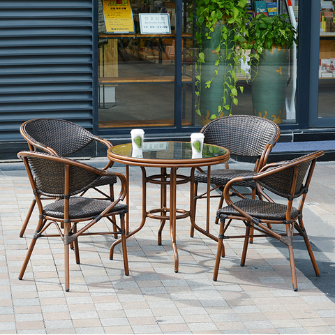 Uplion – chaise de jardin en osier pour int&eacute;rieur et ext&eacute;rieur, avec accoudoirs, aspect bambou, chaise de bistro en rotin