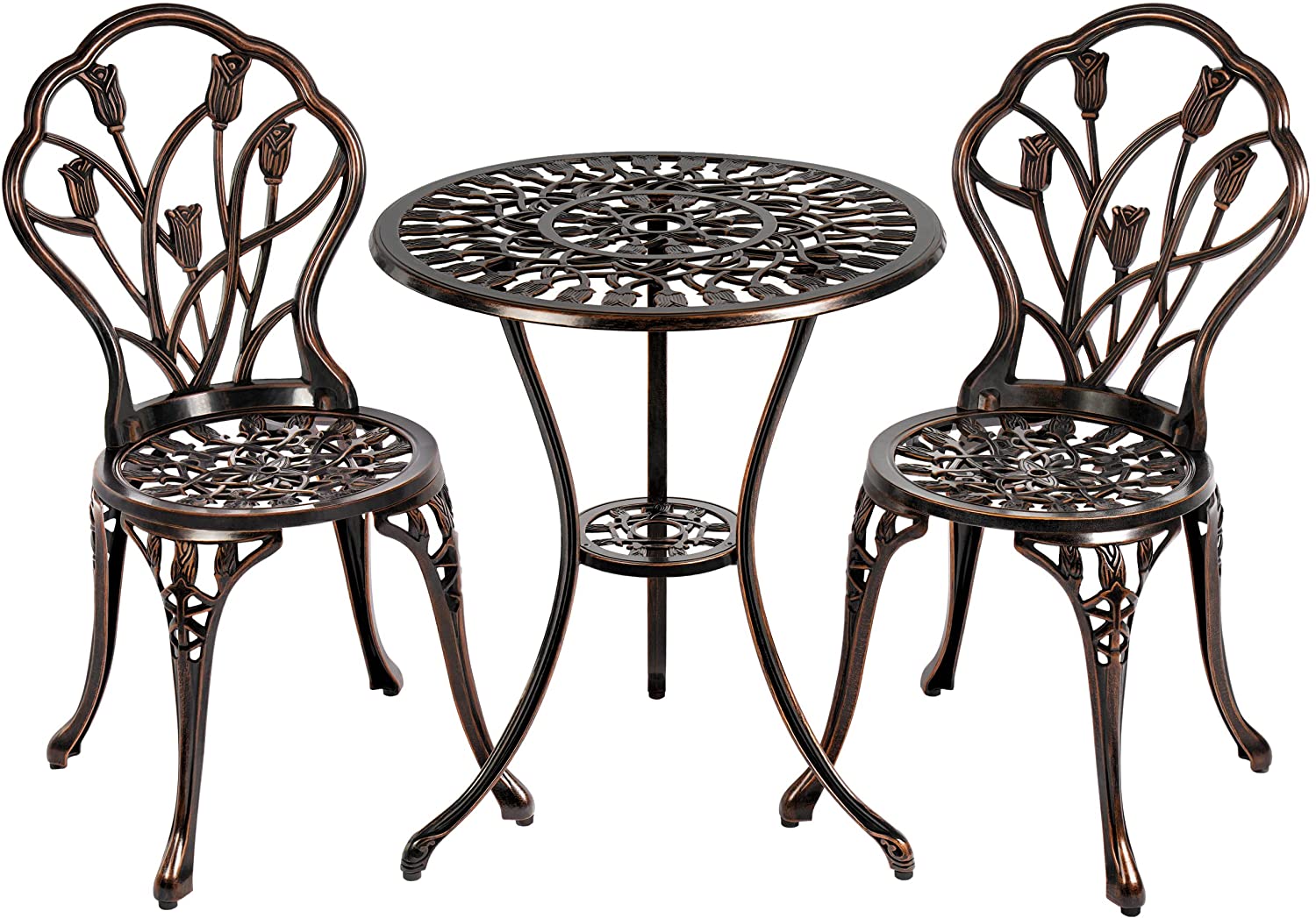 Bistro Dining Table Set Cast Aluminum Outdoor Furniture Weatherproof Patio Tables and Chairs