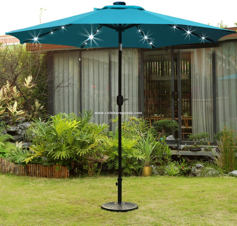Fabricante Uplion Sombrilla para patio con ajuste de inclinaci&oacute;n y sistema de elevaci&oacute;n de manivela Sombrilla de jard&iacute;n Sombrilla con luz LED solar