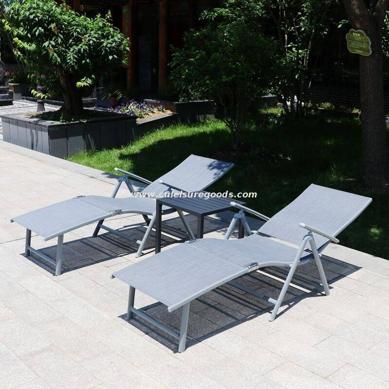 Uplion 7-Position Outdoor Chair Sunbed Beach Sun Lounger Garden Folding Aluminum Chaise Lounger