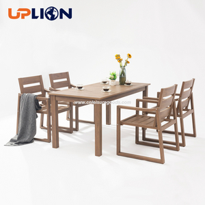 Uplion Outdoor Plastic Wood Rectangular table Weather Resistant Patio Deck Garden Backyard Modern dining table