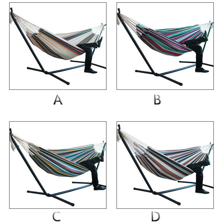 Uplion Adjustable Double Hammock Chair with Stainless Steel Iron Pipe Stand Outdoor Camping Swing Hammock Bed