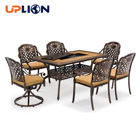 Uplion Cast Aluminum Side Table, Bronze Finished Outdoor Fashionable Patio Courtyard Table