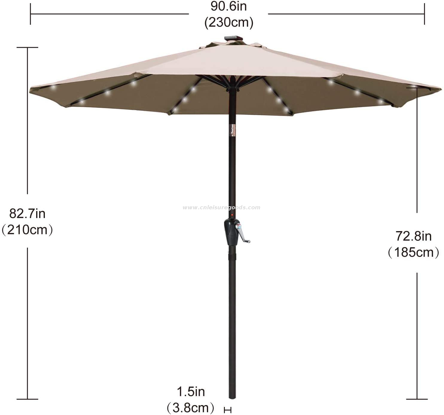 Uplion Patio Outdoor Solar LED Umbrellas with 32 LED Lights, Tilt And Crank Table Umbrellas for Garden