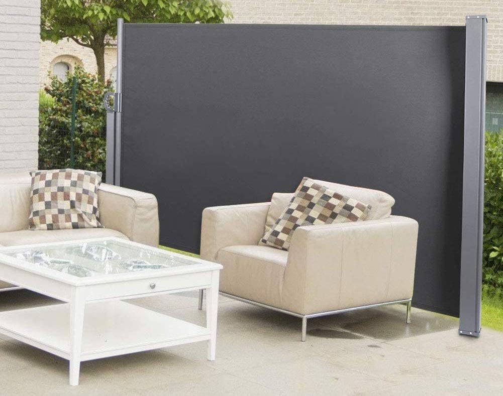 Uplion Outdoor Patio Retractable Awning Sunshade Screen Polyester Metal Garden Side Awning