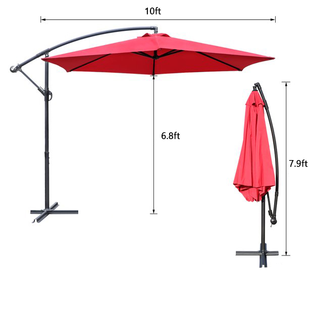 Uplion 10ft Side Hanging Cantilever Waterproof Patio Umbrellas Market Banana Sun Umbrella Garden Outdoor Parasol