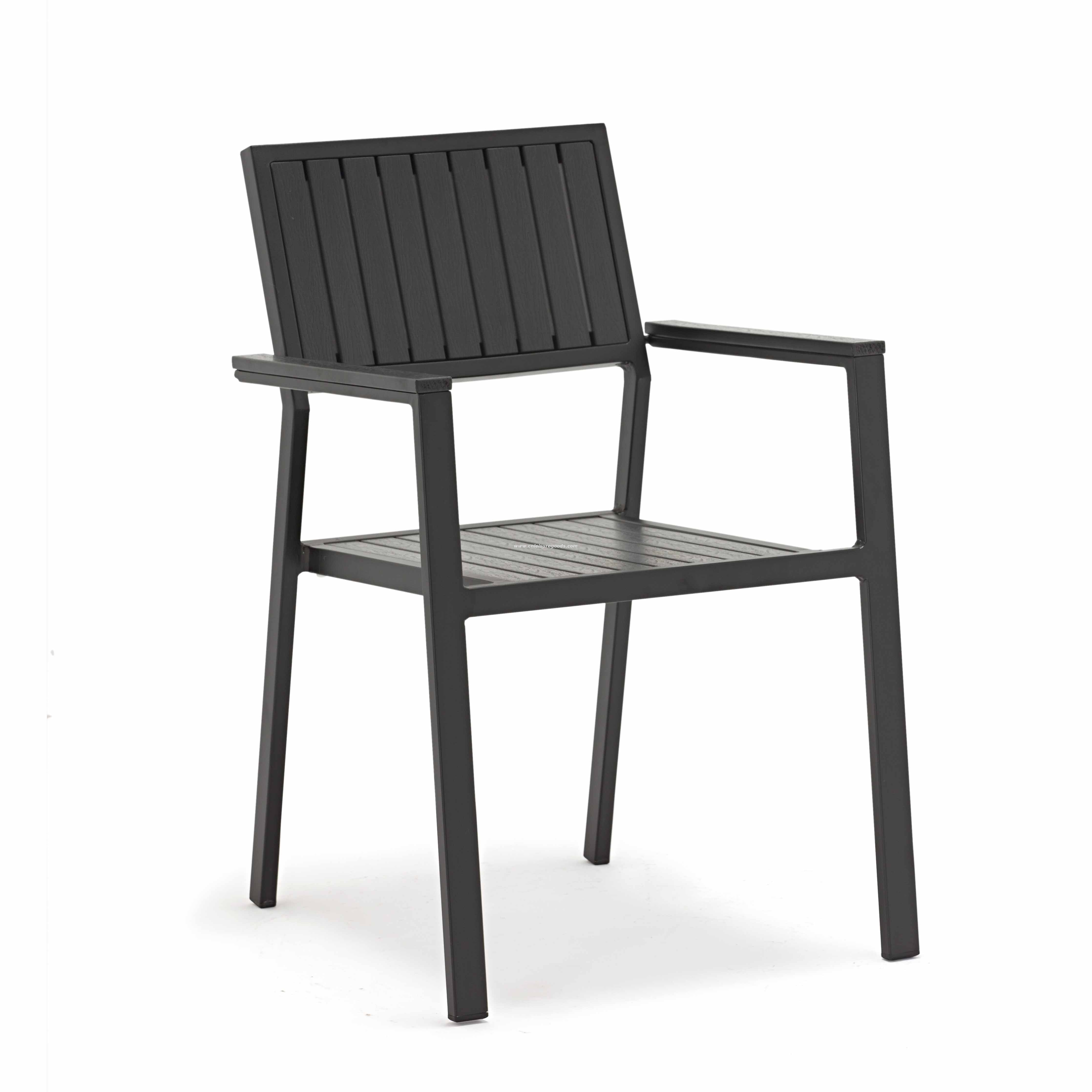 Uplion Outdoor Waterproof Plastic Wood Dining Chair With Armrest