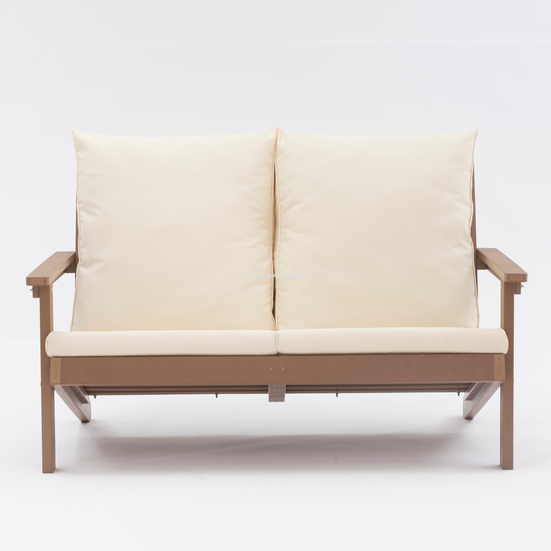 Uplion Garden Furniture Outdoor Luxury Waterproof Armchair with Cushion Plastic Wood 2-seat Sofa Chair