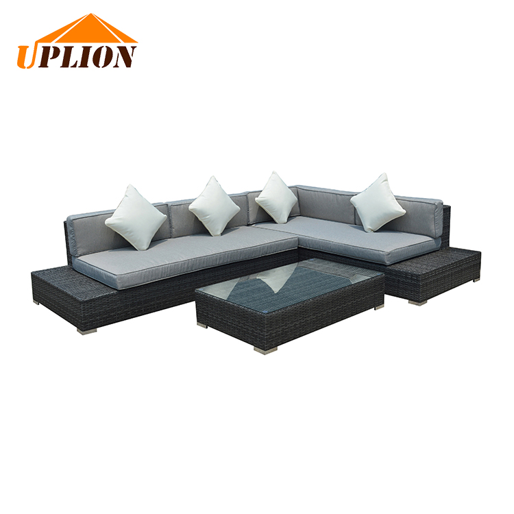 Uplion Outdoor Corner Aluminium Rattan Sets Cheap Garden Lounge Furniture Patio Wicker Sectional Rattan Sofa Set