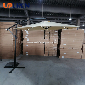 Uplion Led Umbrella Patio Solar Umbrella with LED Light 10ft Cantilever Solar Sun Garden Parasol Umbrella