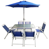 Uplion 6 seats folding steel outdoor garden furniture set patio dining table and chair with umbrella set