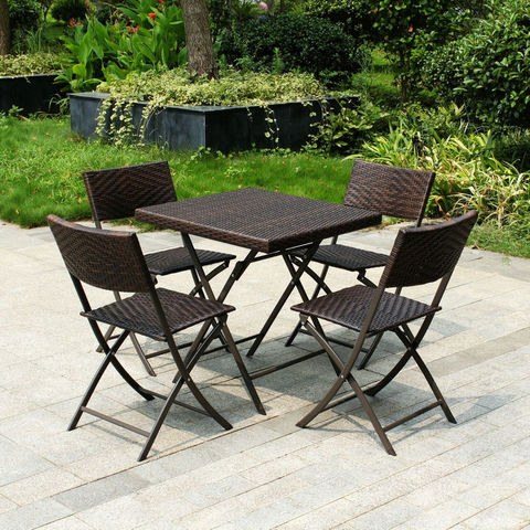 Uplion Outdoor 3 uds silla plegable de mimbre, mesa, muebles de jard&iacute;n, balc&oacute;n, patio, bistr&oacute;, juego de comedor de mimbre