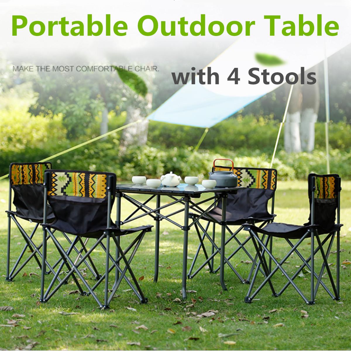 Outdoor BBQ picnic multifunctional portable folding table and chair