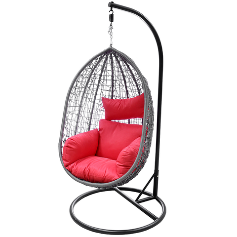 Uplion Steel Patio Hanging Rattan Swing Garden Wicker Egg Chair with Stand