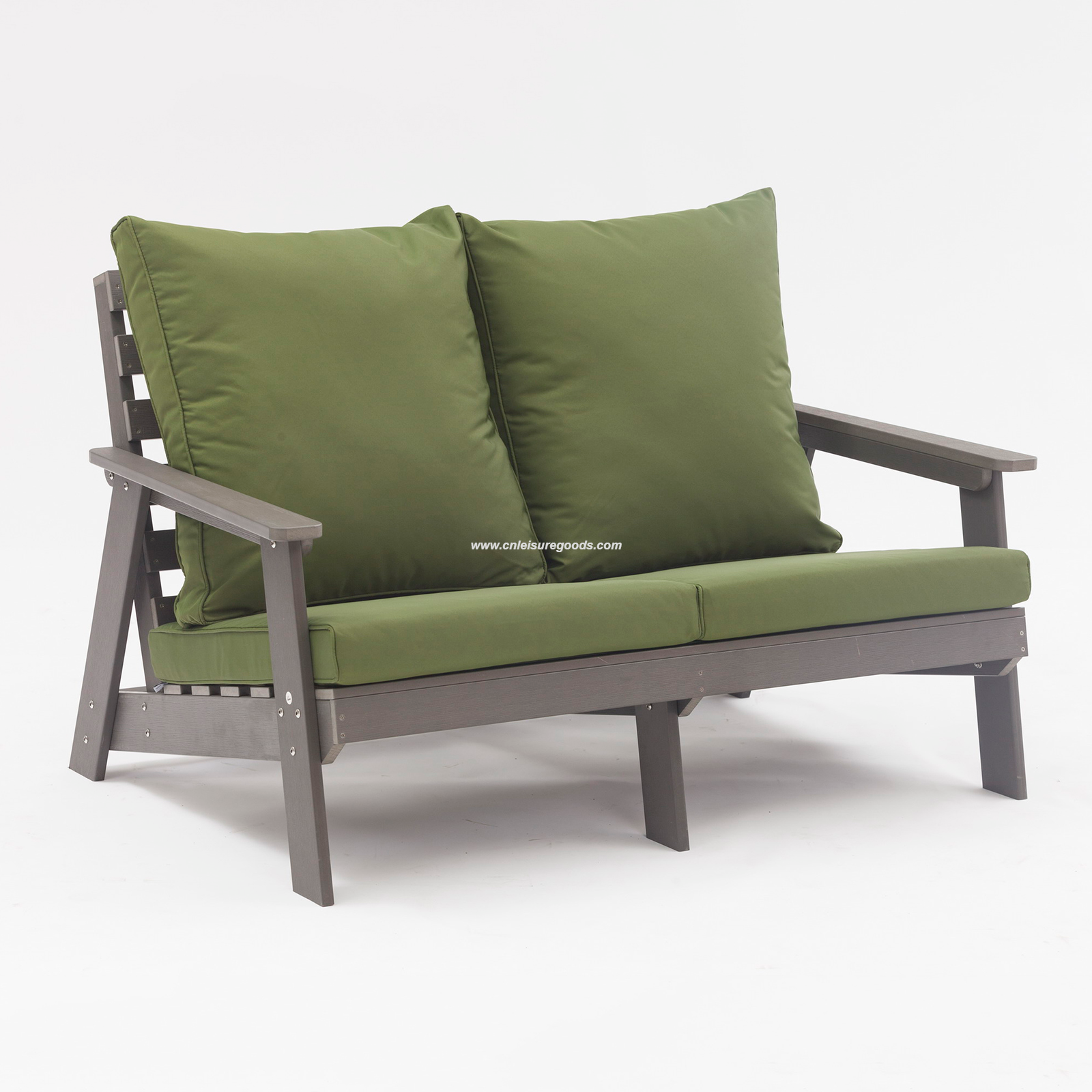 Uplion Outdoor Furniture Plastic Wood 2-seat Sofa Chair Leisure Plastic Wood Chair