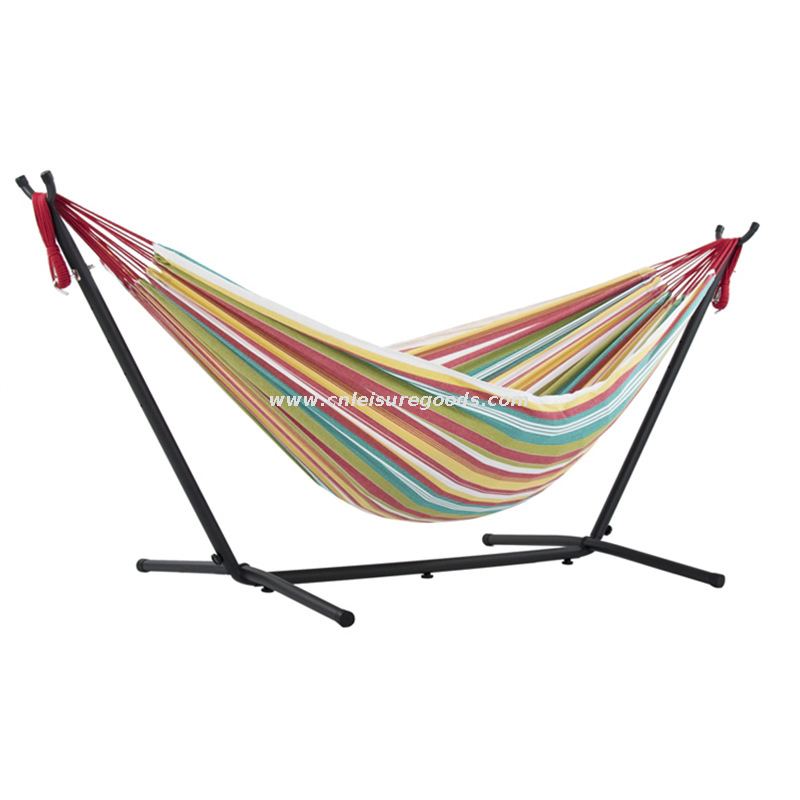 Uplion Strong Frame Hammock Double Cotton Hammock With Space Saving Steel Stand 2 Person Portable Hammock