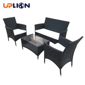 Uplion Patio Furniture 4 pcs Wicker Outdoor Conversation Set Patio Rattan Table and Chair Garden Sofa Set.